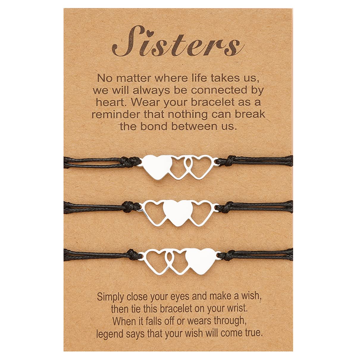 SANNIDHI Friendship Bracelet for 3 Girls Stylish Adjustable Matching Heart Bracelets for Sisters, Bestie Girls Women Best Friends Bracelet for Girls Gift - 3 Pcs SANNIDHI Friendship Bracelet for 3 Girls Stylish Adjustable Matching Heart Bracelets for Sisters, Bestie Girls Women Best Friends Bracelet for Girls Gift - 3 Pcs